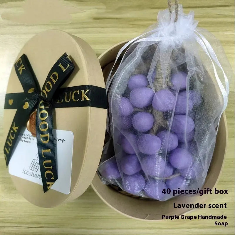 Handmade grape and litchi cleansing soap bars in 120g size with different packaging options