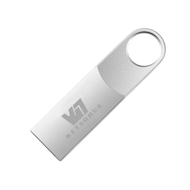 Silver metal car-shaped USB flash drive on a white background showing its compact size and design.