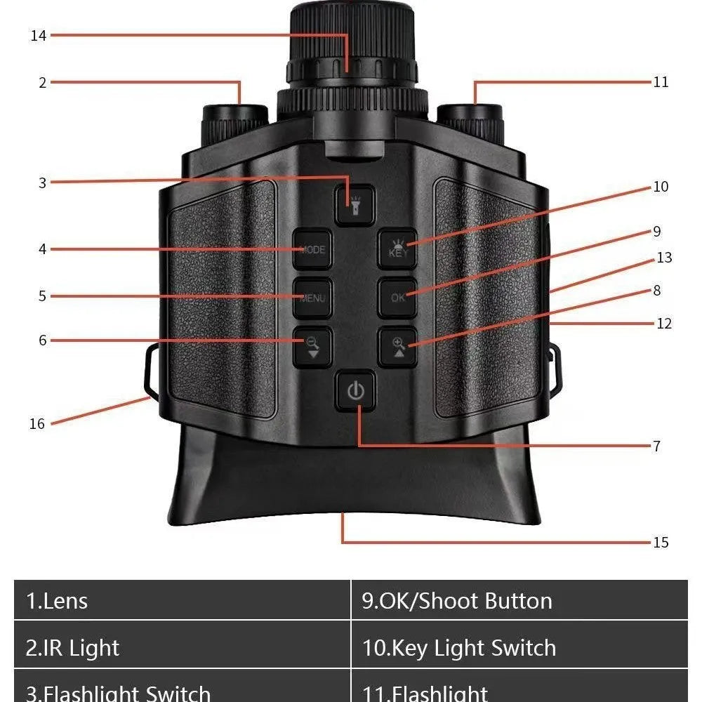 Infrared night vision binocular 5K HD 8x zoom telescope 400g with 25mm lens, 200-300M range