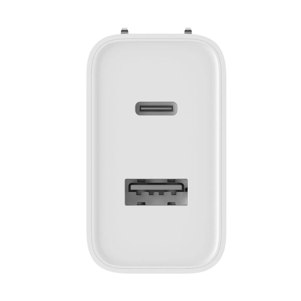 Xiaomi 30W USB charger, white, dual port USB-C and USB-A, compact 48mm x 28mm x 47mm