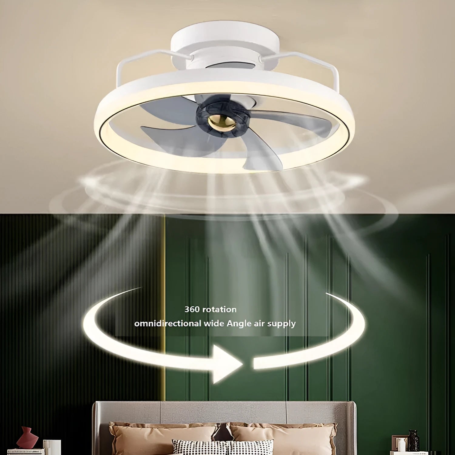 500mm diameter ceiling fan lamp with integrated light fitting in modern simple style