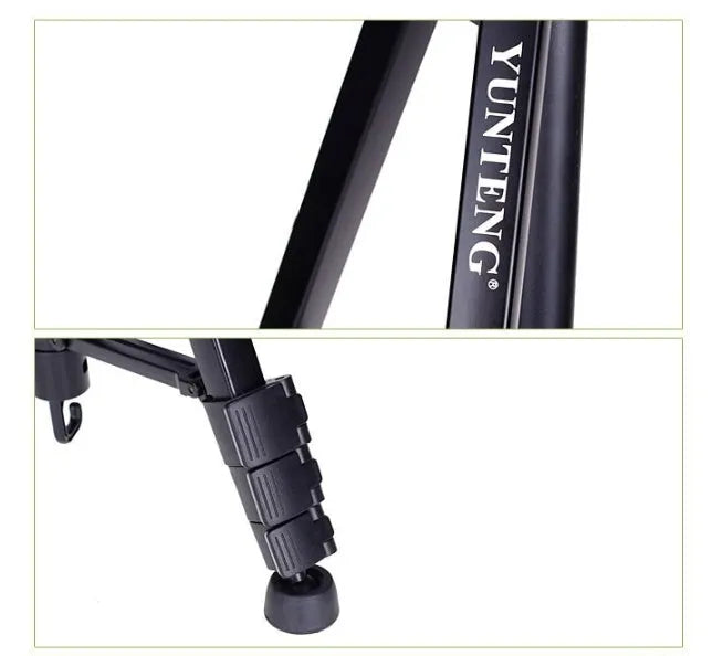Yunteng 668 black magnesium alloy tripod extended to 150cm with 3D damping pan tilt head