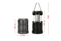 Black battery COB outdoor camping tent light with 3V power for emergency and home use