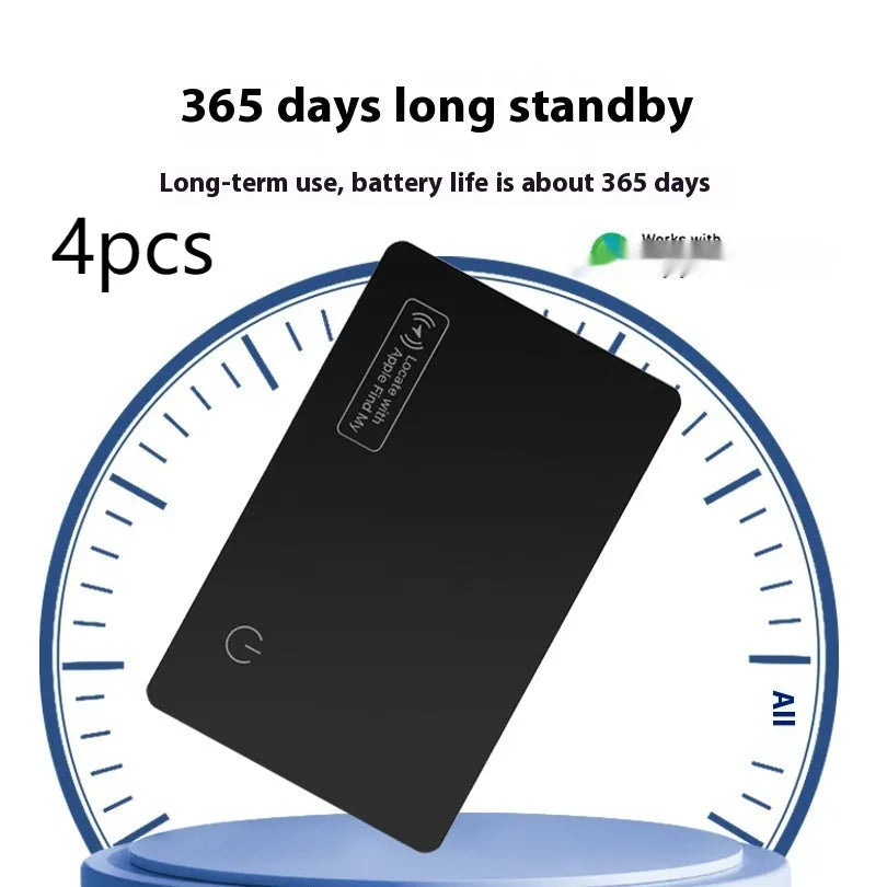 Black ultra-thin anti-loss tracking card for Apple devices with wireless charging