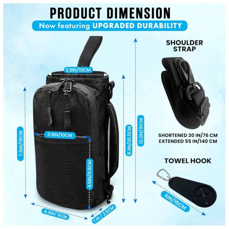 Black cloth men's messenger bag with cylindrical shape for gym and outdoor sports