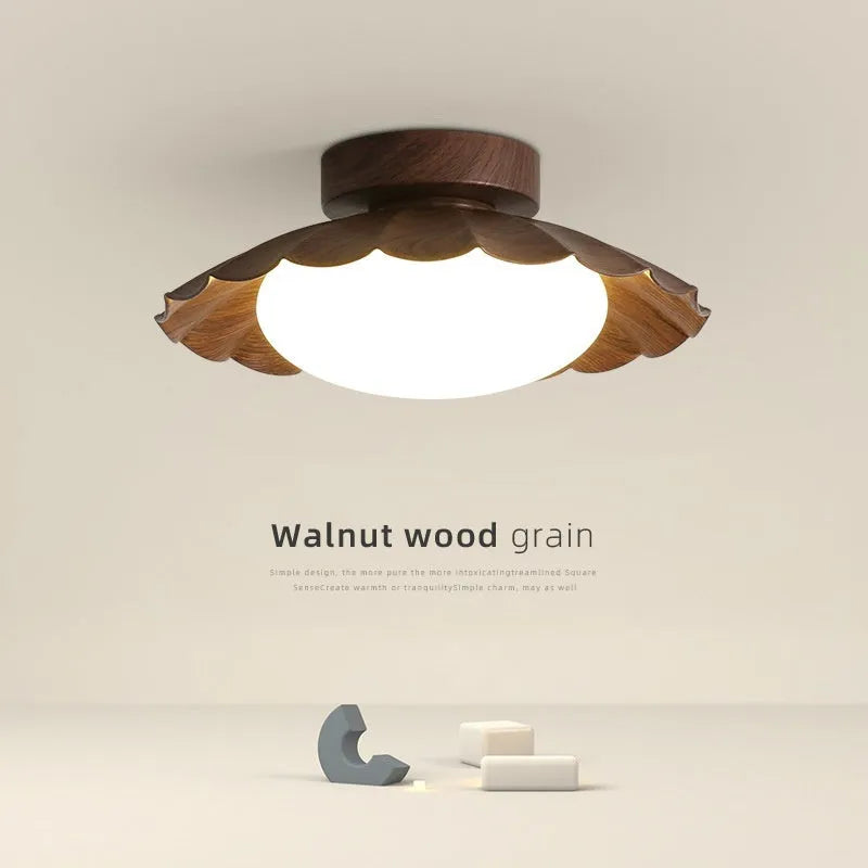 Mid-ancient silent balcony LED ceiling light round 25cm in beige with iron and acrylic shade