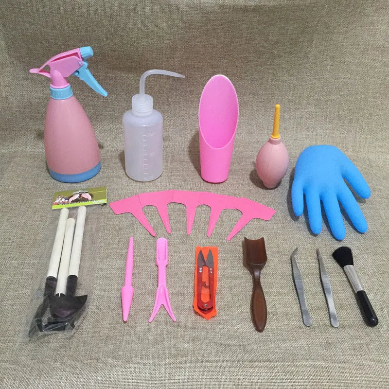 21-piece succulent gardening tool set with drip kettle, tweezers, mini shovels, and transplanting tools