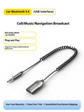 NAI USB car Bluetooth sound receiver with USB-A and 3.5mm connectors on PU-coated spring cable