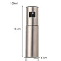 Press-type stainless steel oil spray bottle with 100ml capacity and glass body for kitchen use