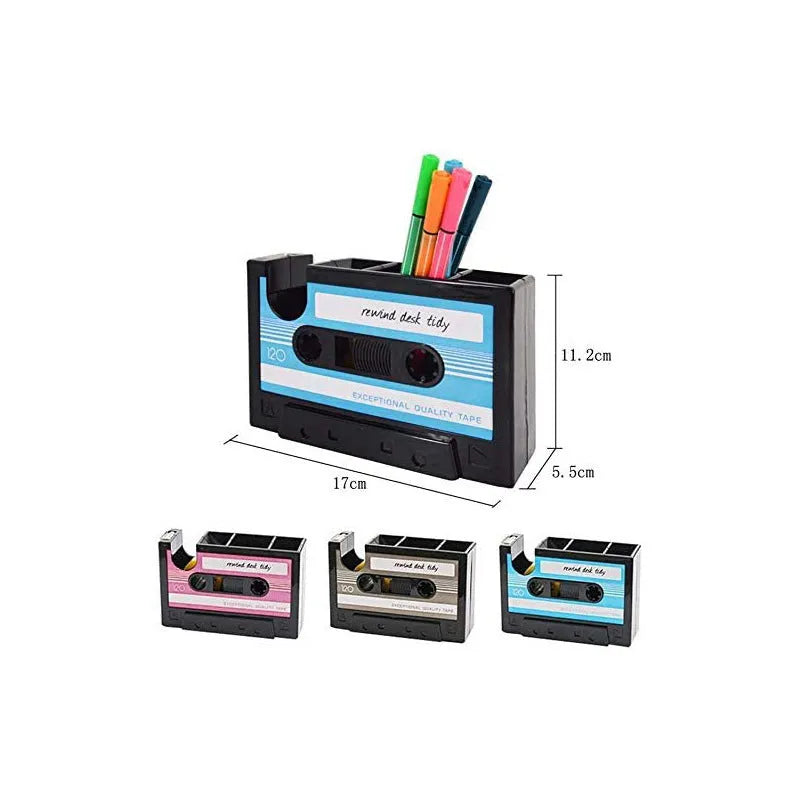 Multifunctional plastic pen holder storage box in blue, pink, or grey, 17x5x11.5cm with 1L capacity