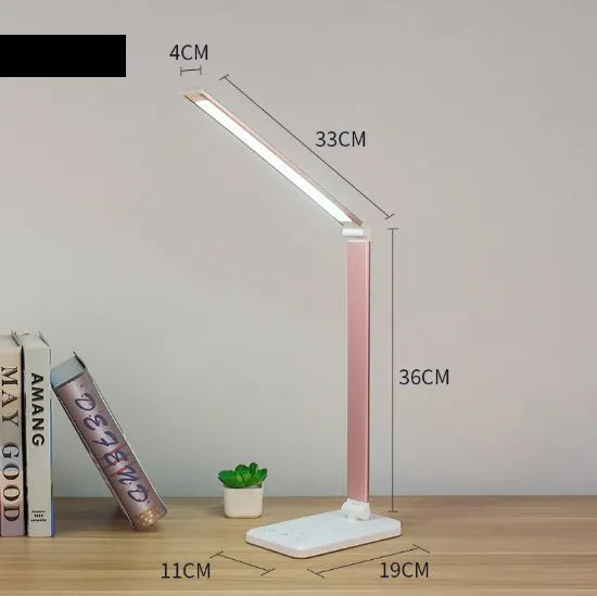 Wireless charging LED desk lamp with rotating head and USB port, Black colour