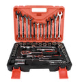 61-piece chrome vanadium steel socket wrench set with ratchets and extensions for auto repair.