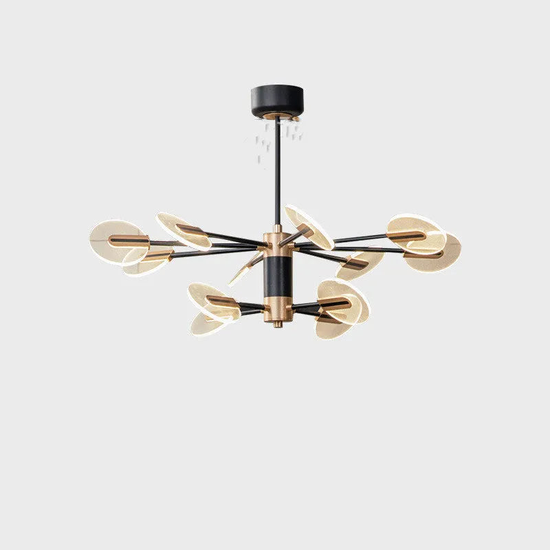 Nordic style iron frame LED pendant chandelier with acrylic body in a multi-head configuration.