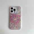 Double-layer TPU phone case with love fireworks print and feather yarn texture for iPhone