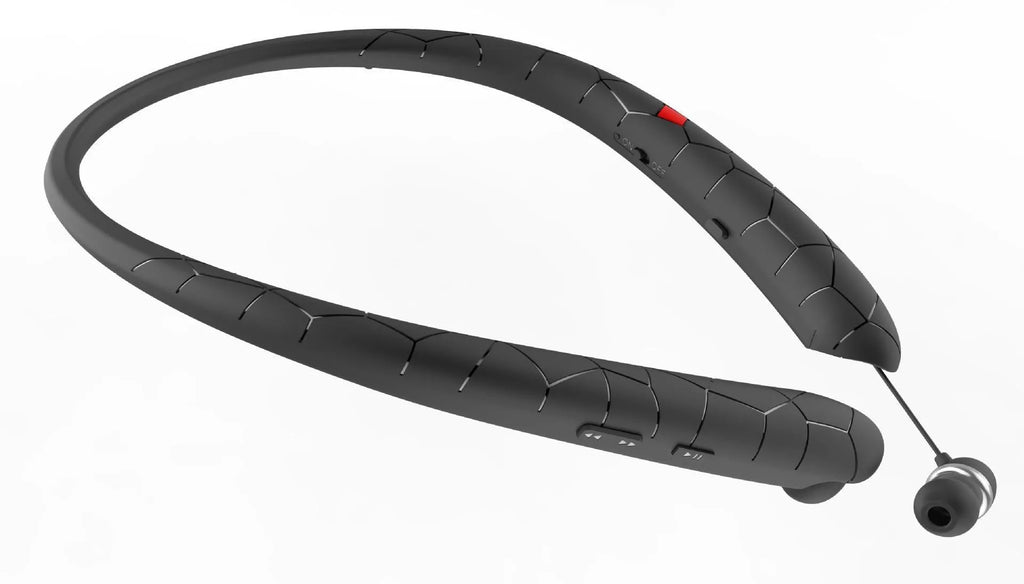Neckband Bluetooth headphones with retractable wire, CVC6.0 dual mic, 10mm drivers, available in blue green pink orange