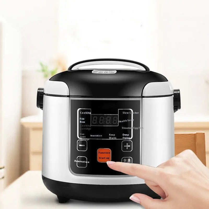 Black vehicle-mounted rice cooker 12V 24V with stainless steel inner pot 2L capacity 220x220x230mm