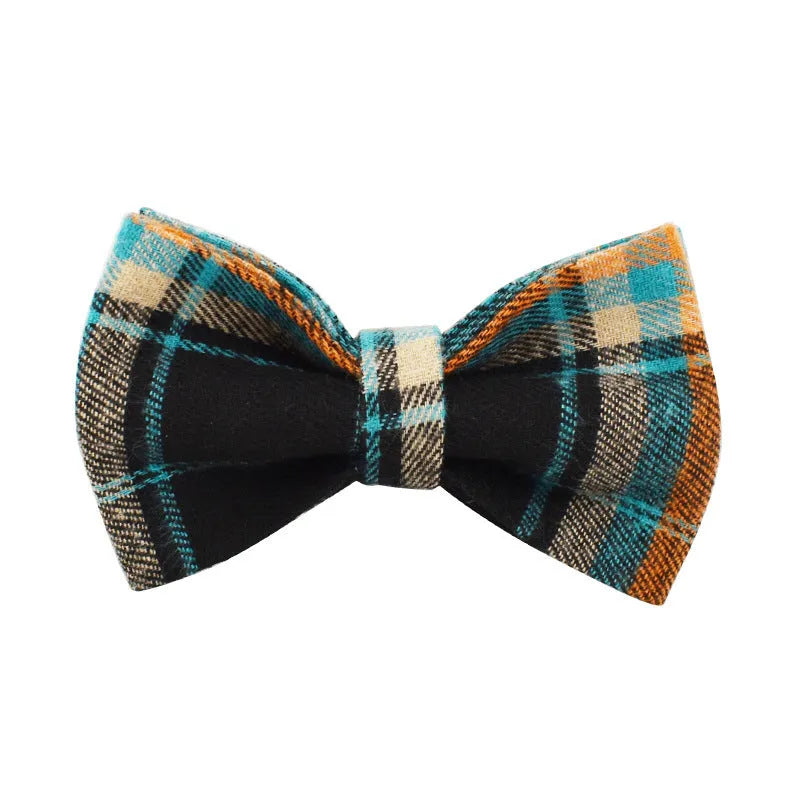 Green retro four-piece pet set with cloth collar, dog leash, bow, and dog vest in sizes XS to XL