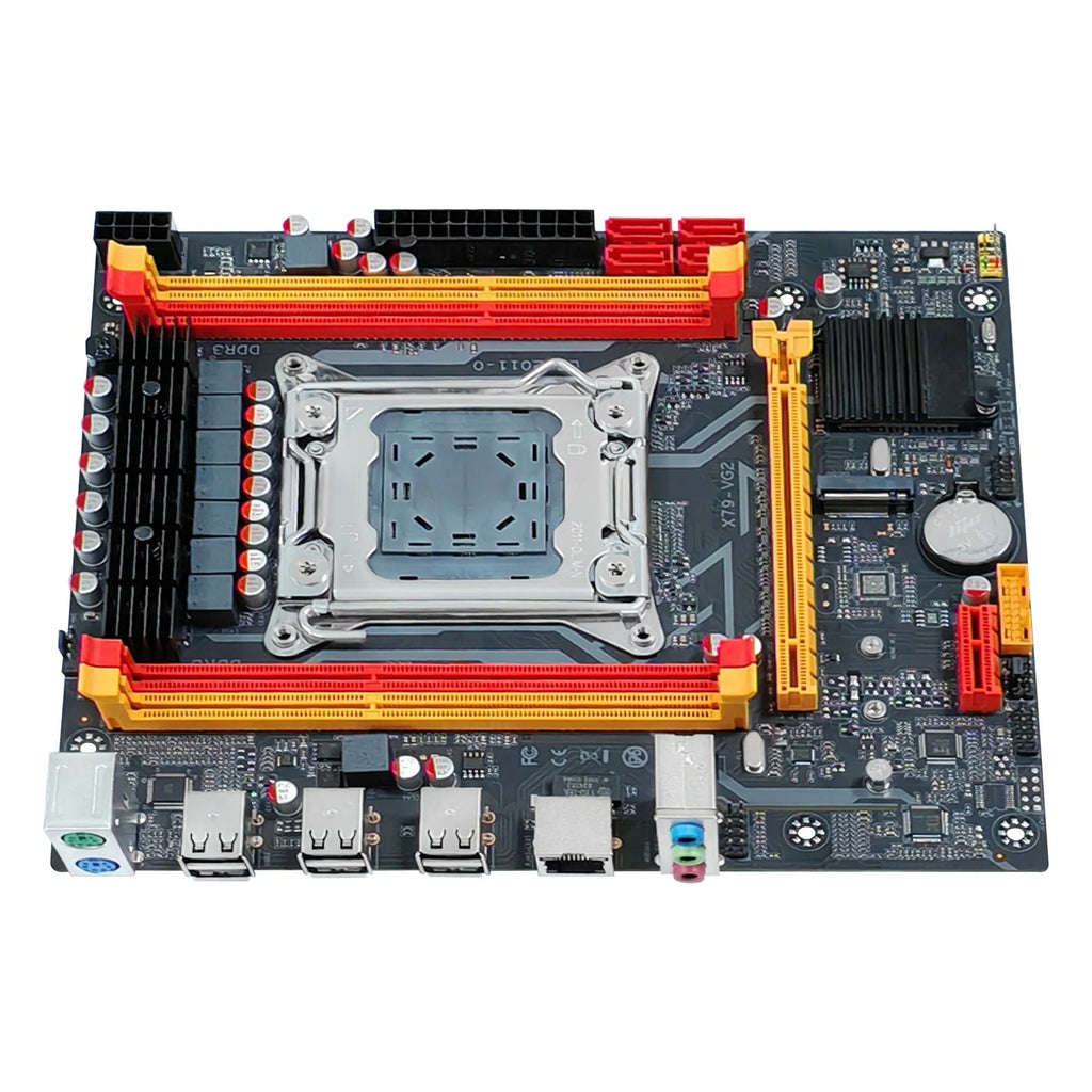 LGA 2011 MicroATX desktop motherboard with four DDR3 slots and on-board NIC