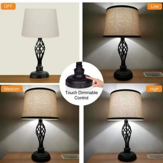 Modern alloy table lamp with touch sensor and USB port on base