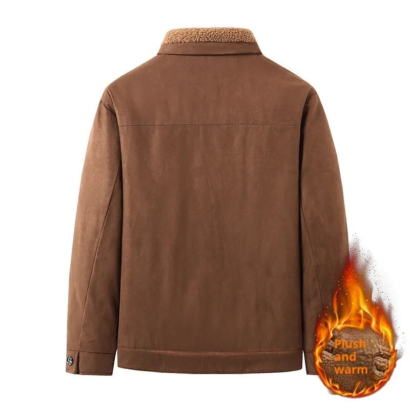 Men's cotton-padded winter jacket in black, brown, or dark gray, plus size M to 5XL, polyester casual coat