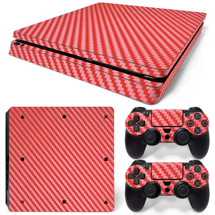 PS4 Slim carbon fiber console skin sticker with grinding yarn texture and HD print in black carbon fiber colour