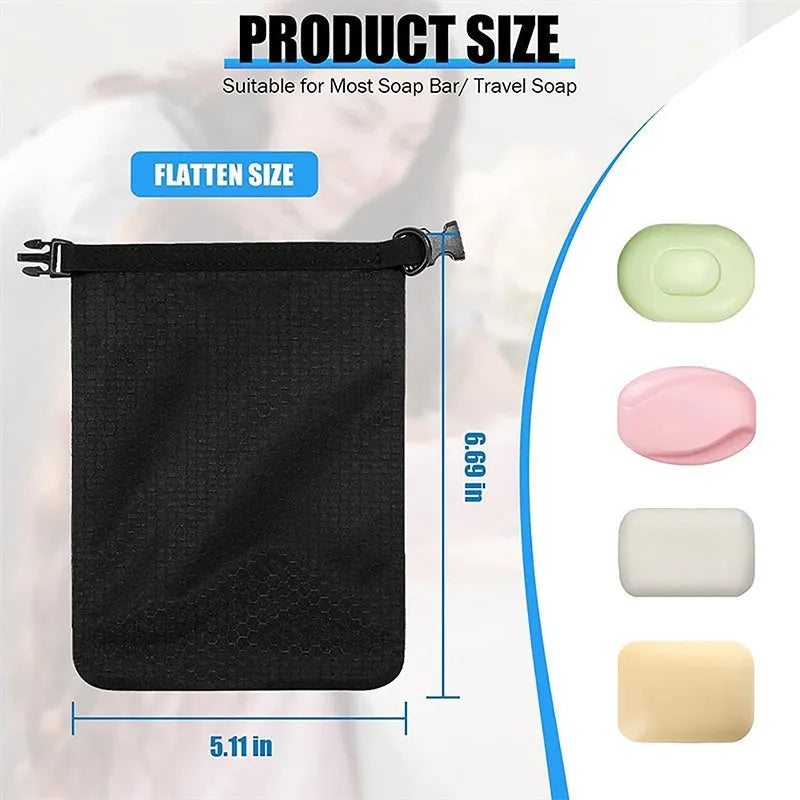 Bubble net soap bag container measuring 17x13cm for waterproof soap storage