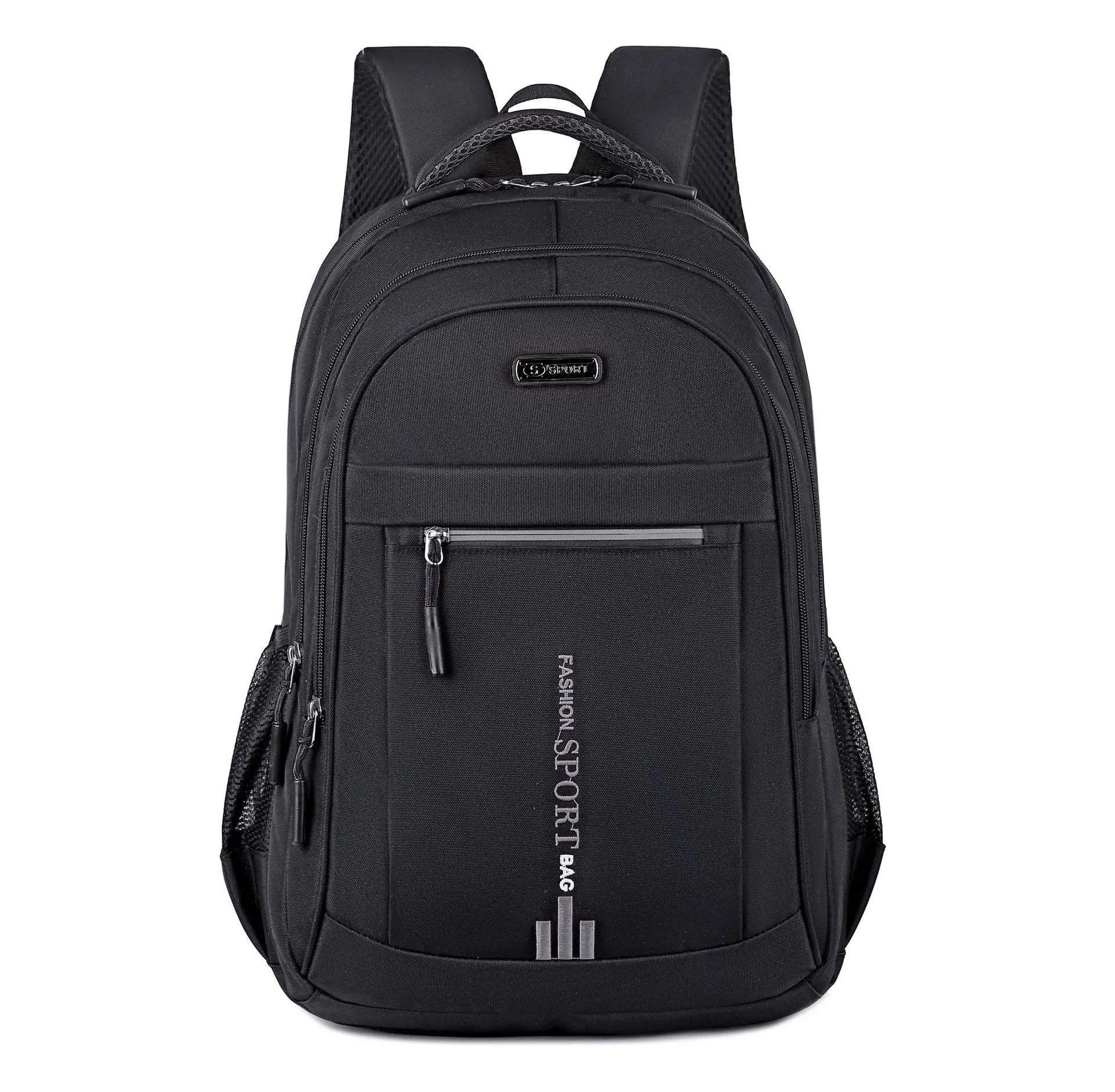 Oxford cloth capacity backpack with airpillow straps showing sewing line detailing in business travel setting