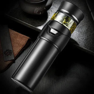 One-button separating tea cup in 304 stainless steel with straight light luxury design
