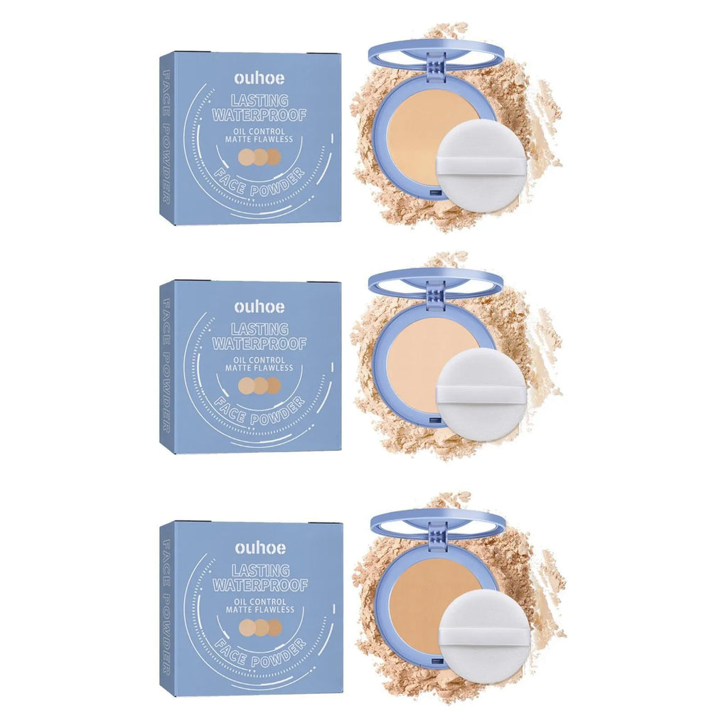 8g compact of natural finishing powder for makeup setting in classic ivory, natural beige, or pure beige.