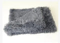 Soft plush dog blanket for kennel in grey colour showing wool polyester material