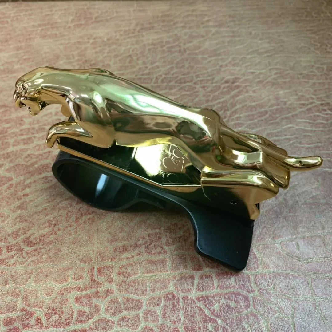 Car Leopard mobile phone holder with rotating bracket in black finish mounted on car dashboard