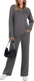 Women's casual long sleeve solid colour drawstring trousers suit set in army green with regular sleeves and polyester fabric