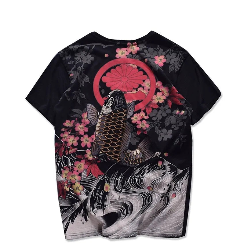 Squid pattern casual cotton T-shirt in white with a black squid graphic print