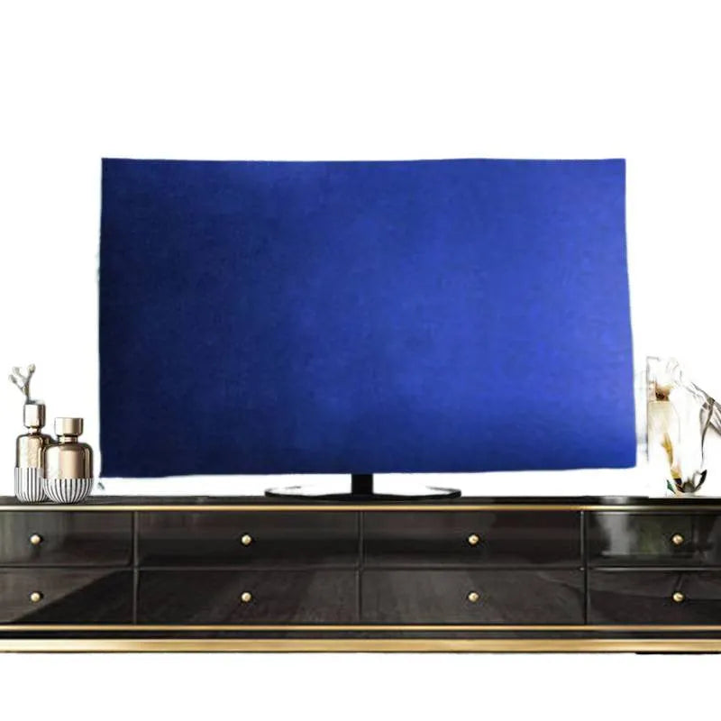 Velvet fabric TV cover for LCD televisions, shown in assorted colours and sizes up to 70 inches.