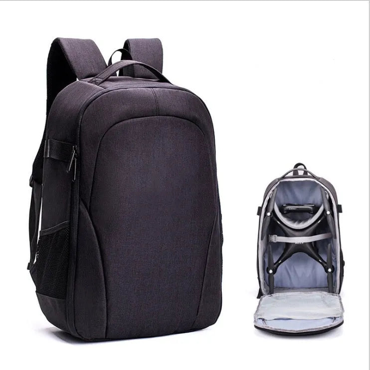 Black waterproof Oxford cloth backpack for unmanned aerial vehicles with multiple internal compartments
