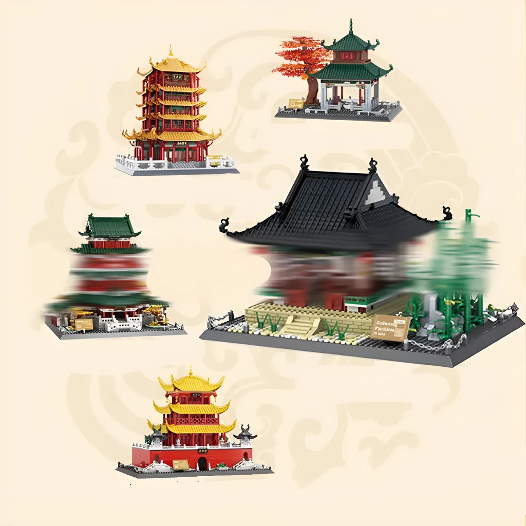 Wange architectural building blocks showing global landmarks including Eiffel Tower, Taj Mahal, and Big Ben