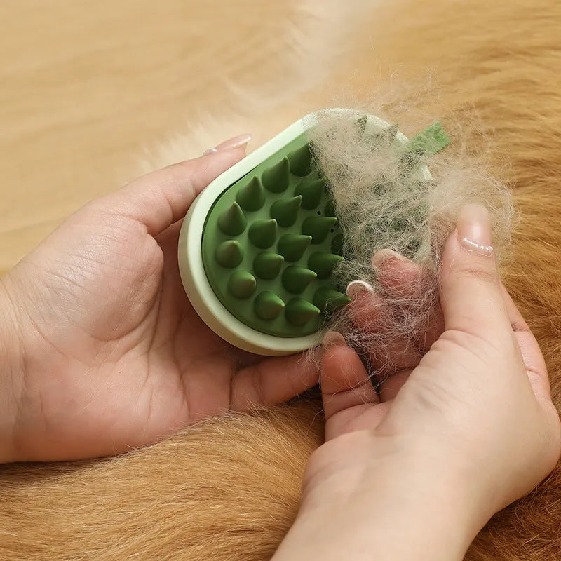 Handheld pet hair remover comb with soft silicone bristles in multiple colour options