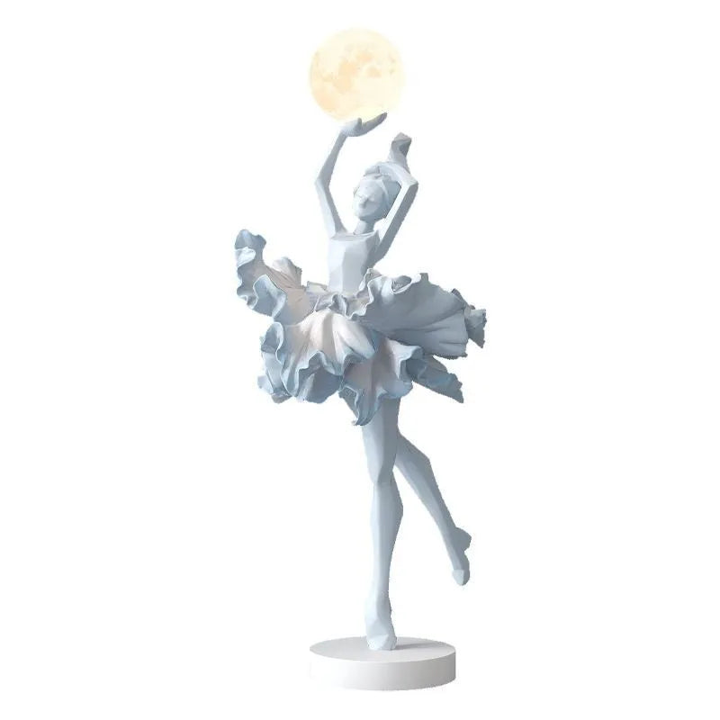 Small resin art girl night light ornament in black gold, white, pink, or light blue.