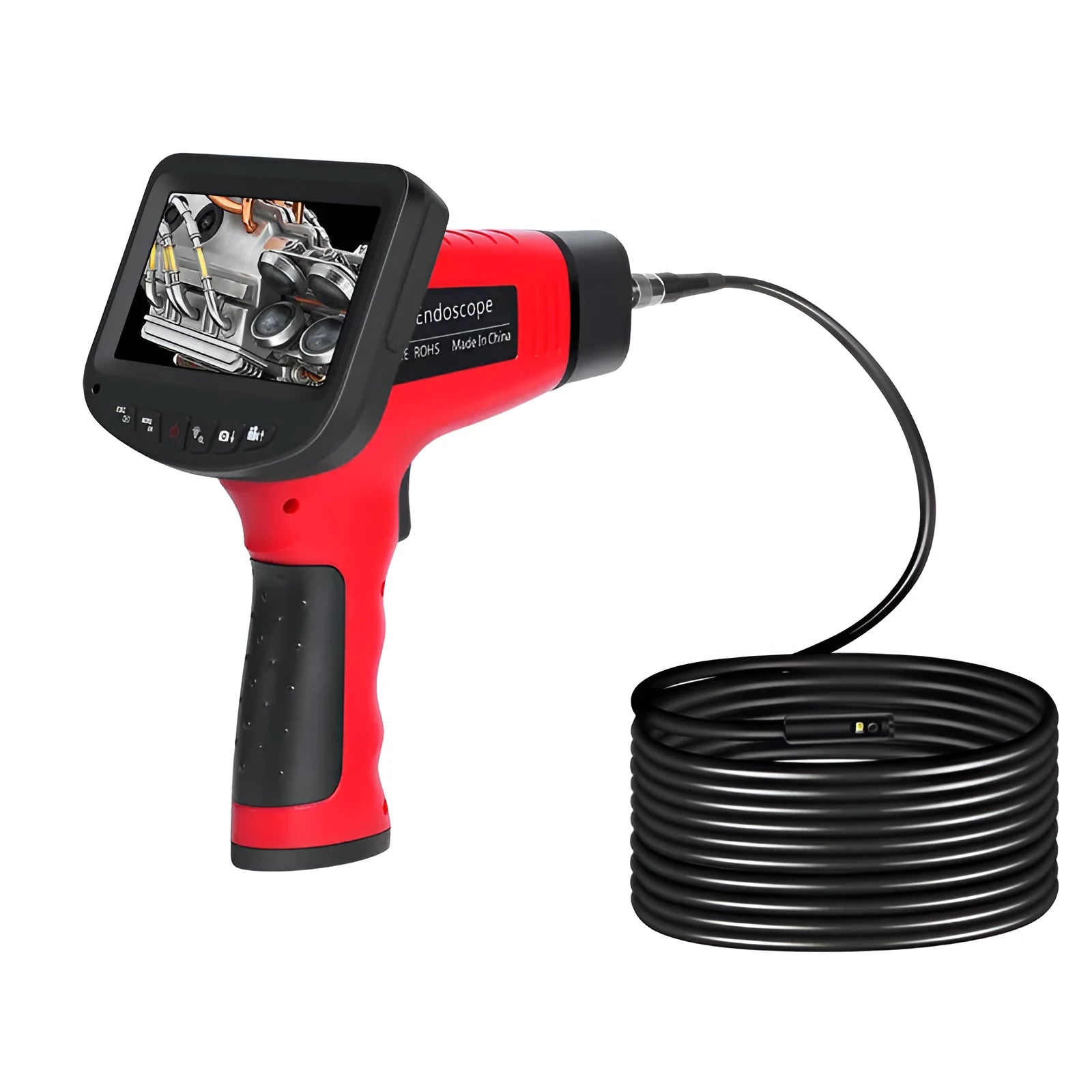 8.5mm dual-lens endoscope inspection camera with memory card and cable options.