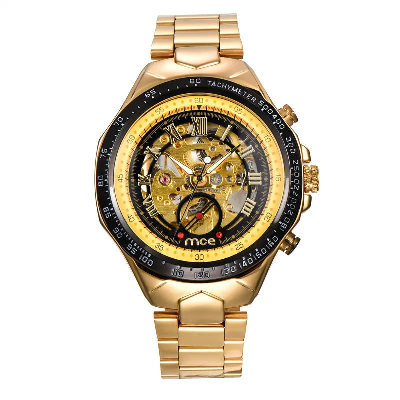 MCE men's mechanical watch with explosion-proof movement and water-resistant case in multiple colour variations