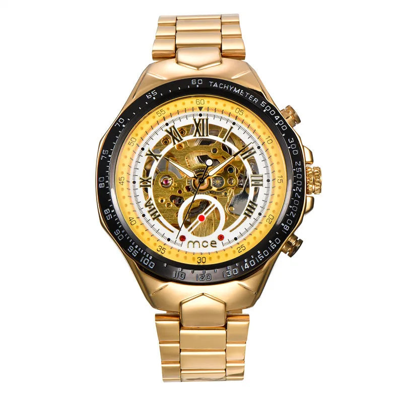 MCE men's mechanical watch with explosion-proof movement and water-resistant case in multiple colour variations