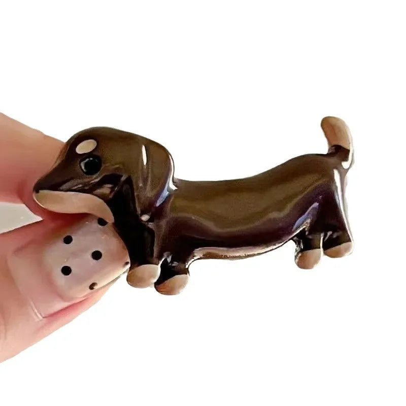 Loose delicate Dachshund dog barrettes hair clips with electroplated finish