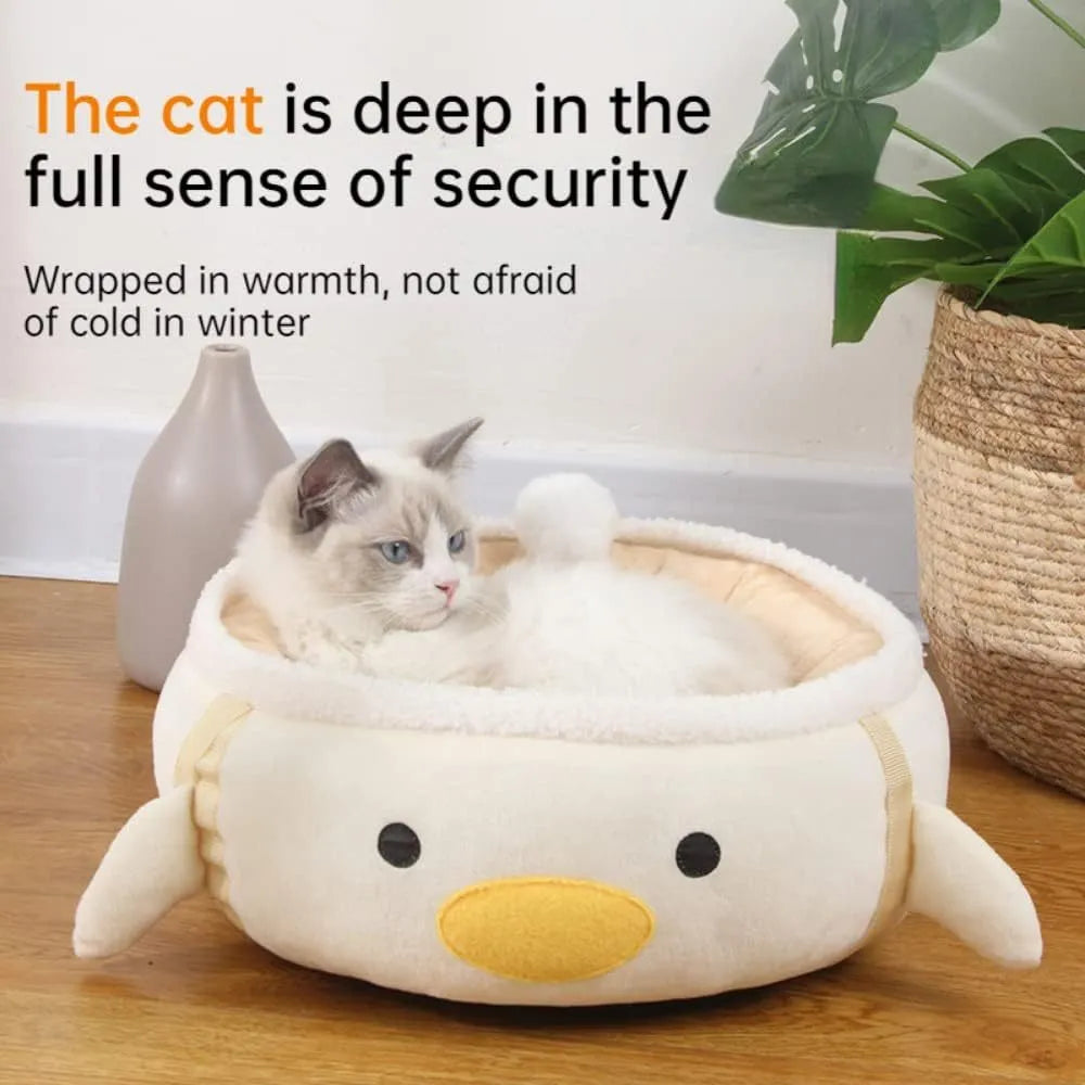 Green dinosaur-shaped cat bed shown both as a flat sofa and hanging as a hammock for a cat.
