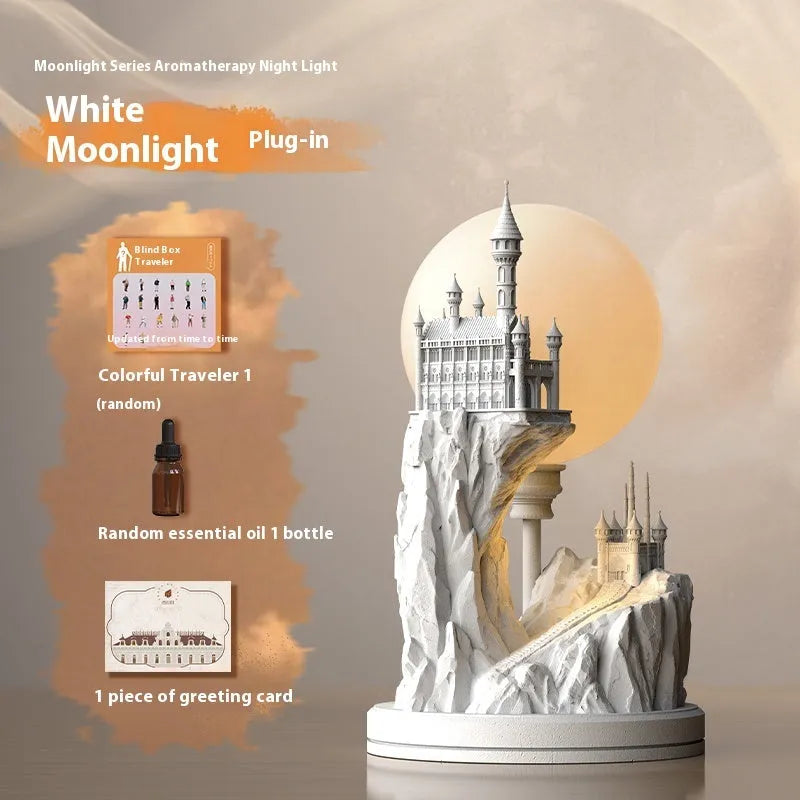 White composite gypsum desk lamp with wire control switch on bedside table