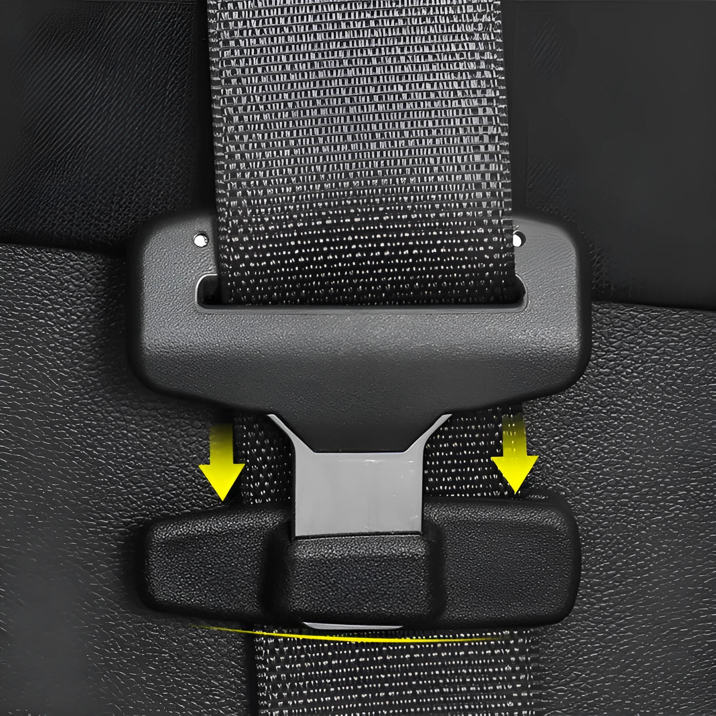 Black ABS plastic car seat belt stopper clip set with two pieces in OPP packaging