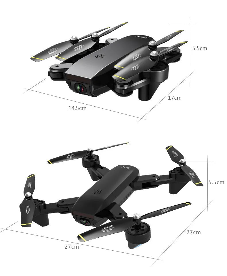 Quadrocopter drone with dual cameras, 4K optical flow, 50x zoom, ABS body, Black or White, 1080P 4K 720P options