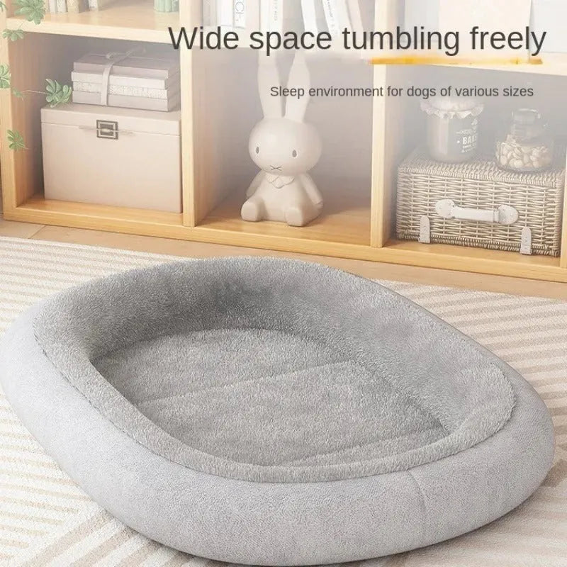 Thickened grey pet kennel with zip-up curtain for a small dog, shown indoors.