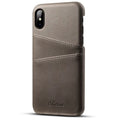 Slim black PU leather wallet phone case open to show two internal card slots and a felt lining.