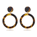 Acrylic acetate plate leopard earring in coffee colour with metal drop design