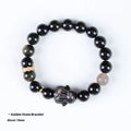 Handmade lying rabbit obsidian bracelet with Jin Yaoshi and brass beads, available in 8mm and 10mm sizes.